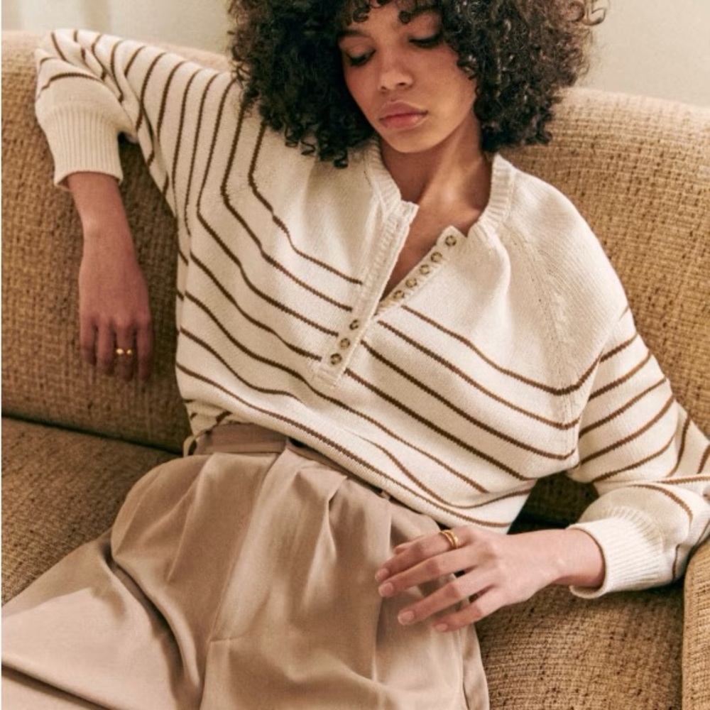 Sézane Léontine Jumper in Ecru/Camel